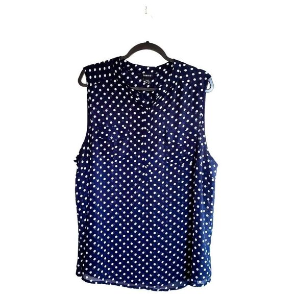 Torrid Womens Top Blue 2XL Sleeveless Polka Dot Plus Size Blouse 2 - Picture 1 of 8